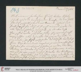 Briefwechsel Theodor Mommsen und Marie Mommsen geb. Reimer: Postkarte von Marie Mommsen an Theodor Mommsen