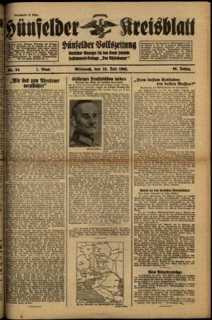 Erste Ausgabe vom Mittwoch, den 15. Juli 1942.