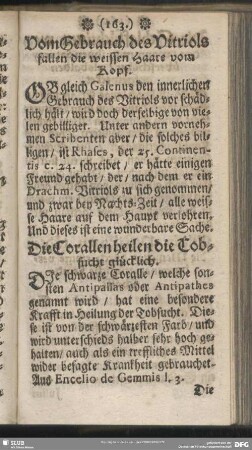 Vom Gebrauch des Vitriols fallen die weisen Haare vom Kopf
