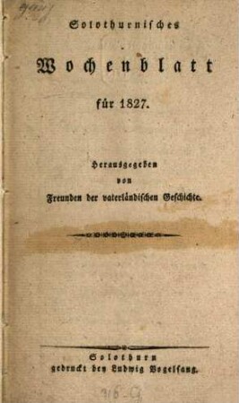 Solothurnisches Wochenblatt. 1827