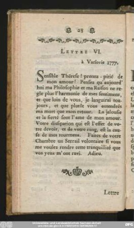 Lettre VI. à Varsovie 1777.