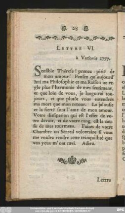 Lettre VI. à Varsovie 1777.