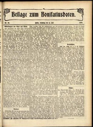 Zweite Ausgabe vom Sonntag, den 11. Juli 1909.