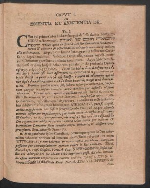 Caput I. De Essentia Et Existentia Dei