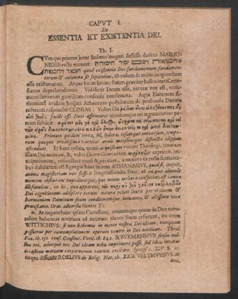 Caput I. De Essentia Et Existentia Dei