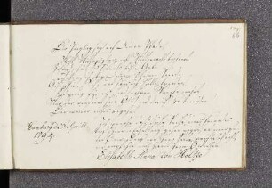 Elisabeth Anna von Holtze. – Incipit: Dir Jüngling sag auf deinem Pfade. – Hamburg, 23.04.1794
