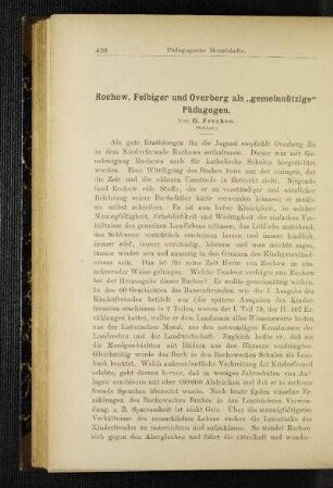 Rochow, Felbiger und Overberg als "gemeinnützige" Pädagogen : (Schluß)