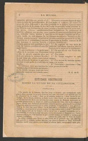 Estudios históricos sobre la mujer en la civilización. : Prólogo.
