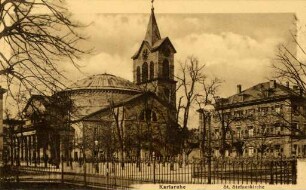 Postkartenalbum mit Motiven von Karlsruhe. "Karlsruhe. St. Stephanskirche"