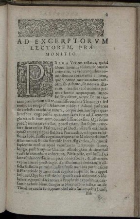 Ad Excerptorum Lectorem, Præmonitio.