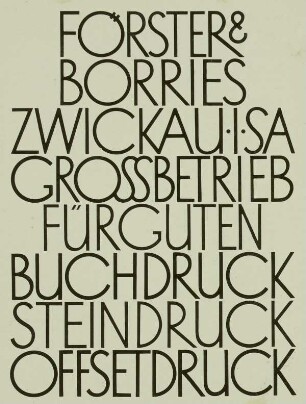 Schriftproben. Reklameschrift der Firma Förster und Borries Zwickau