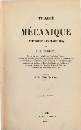Traité de Mécanique appliquée aux machines, 1