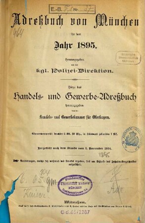 Adreßbuch für München. 1895