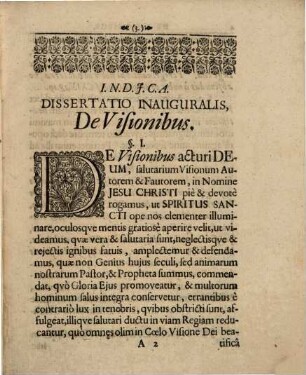 Diss. inaug. de visionibus