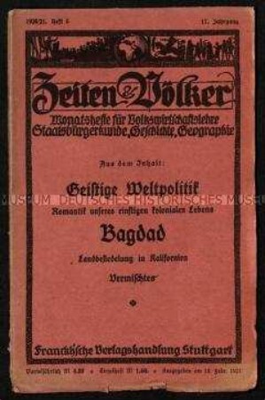 Fachzeitschrift für Volkswirtschaftslehre, Staatsbürgerkunde, Geschichte, Geographie. 17. Jahrgang 1920/21