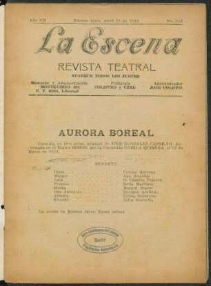 Aurora boreal : comedia en tres actos, original