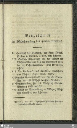 Verzeichniß der Büchersammlung des Handwerkervereins