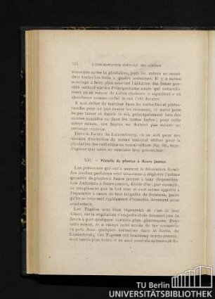 XII. - Pénurie de plantes á fleurs jaunes.