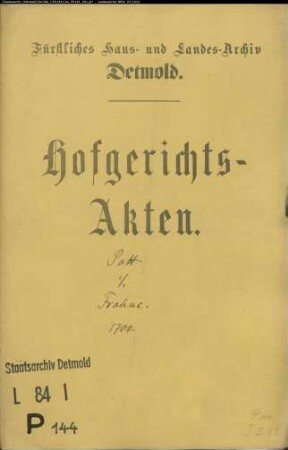 Pott, Dr. zu Bielefeld gegen Frohne zu Ehrdissen - Schuldforderung