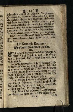 De Numeris Romanis: Von den Roemischen Zahlen