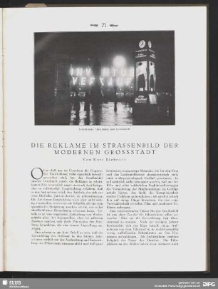 Die Reklame im Straßenbild der modernen Großstadt