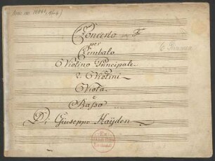 Konzerte; cemb, vl, strings; F-Dur; Hob XVIII:6