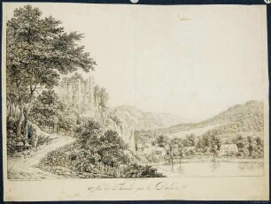 Tharandt, Blick auf die Burgruine, den Schlossteich und ins Weißeritztal Richtung Hainsberg (Freital)