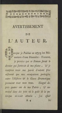 Avertissement de l'auteur.