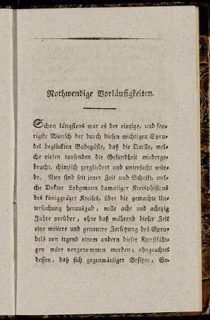 Nothwendige Vorläufigkeiten.