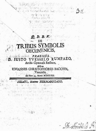 De tribus symbolis oecumenicis