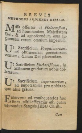 Brevis methodus audiendi missam