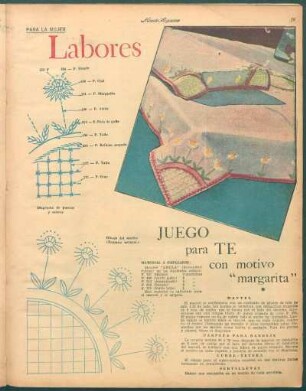 Labores [Dibujos] : Juego para te con motivo "margarita"