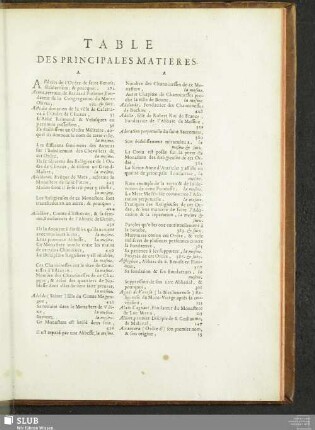 Table Des Principales Matieres