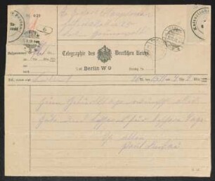 Brief von Paul Lindau an Gerhart Hauptmann