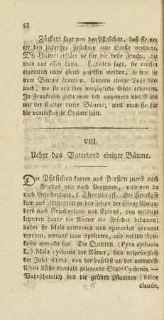 VIII. Ueber das Vaterland einiger Bäume.