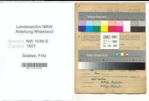 Entnazifizierung Fritz Szalies , geb. 29.07.1897 (Bergmann)