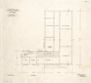 Gsaenger, Gustav; Schondorf am Ammersee (Bayern); Atriumschule - Schule Vorprojekt 2 u. Entwurf, Eingabeplan Erster Bauteil (Grundriss Keller)