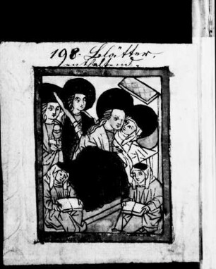 Kolorierter Holzschnitt: Tod der Heiligen Klara von Assisi