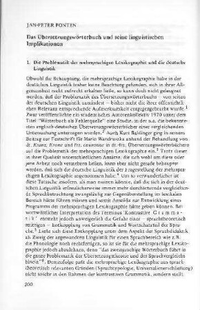 Das Übersetzungswörterbuch und seine linguistischen Implikationen