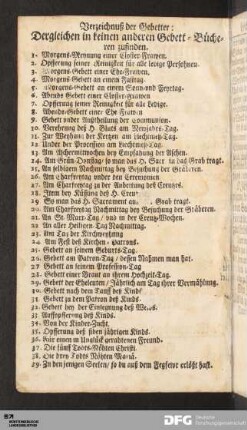 Verzeichnuß der Gebetter