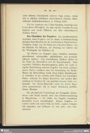 Der Charakter des Negativs