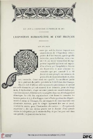 3. Pér. 23.1900: L' exposition rétrospective de l'art français, Les ivoires : les arts à l'Exposition Universelle de 1900