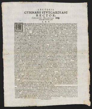 Lecturis Gymnasii Stvtgardiani Rector, Johannes Georgius Essich...