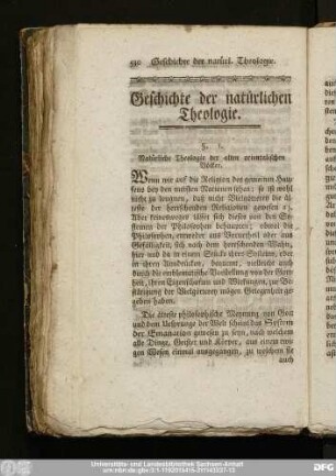 Geschichte der natürlichen Theologie.