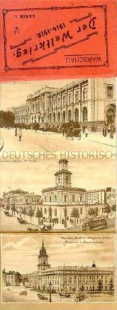Postkartenleporello mit Ansichten aus Warschau