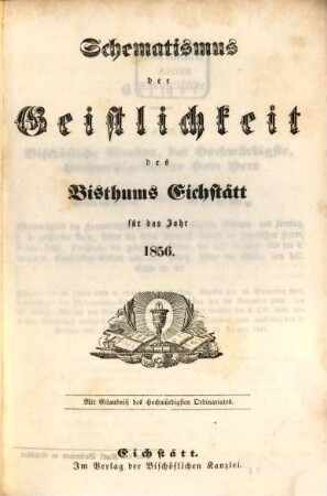 Schematismus der Diözese Eichstätt. 1856, 1856