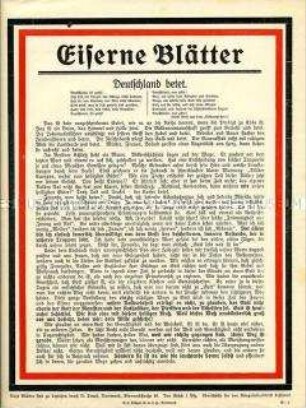 Patriotisches Flugblatt aus der Reihe "Eiserne Blätter", Nr. 2: "Deutschland betet"