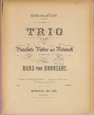 Trio (G moll) : für Pianoforte, Violine & Violoncell