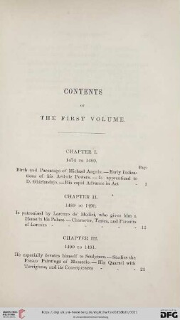 Contents of the first volume