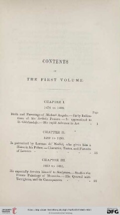 Contents of the first volume
